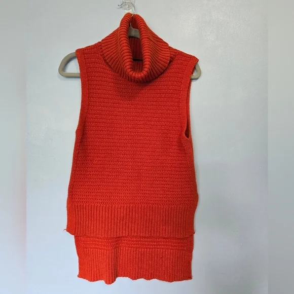 Banana Republic Textured Sleeveless Tutleneck XS Orange Red - Picture 2 of 7